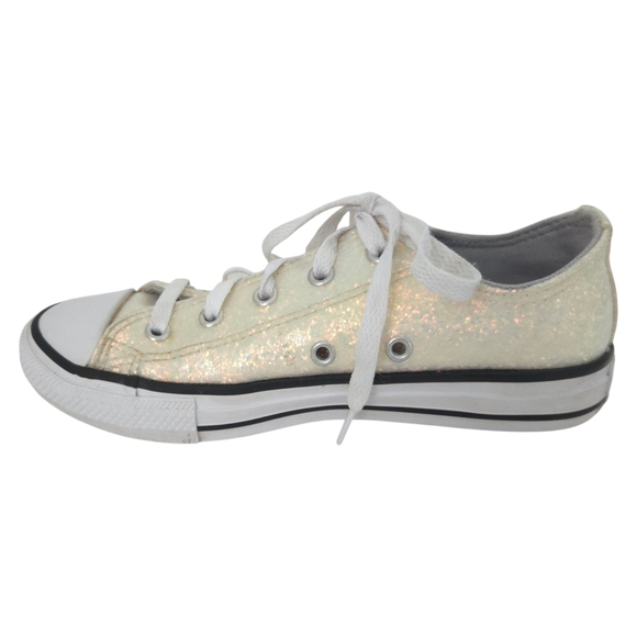 Converse All Star Ivory Iridescent Rainbow Glitter Sneakers- Children Girl's - Picture 1 of 8